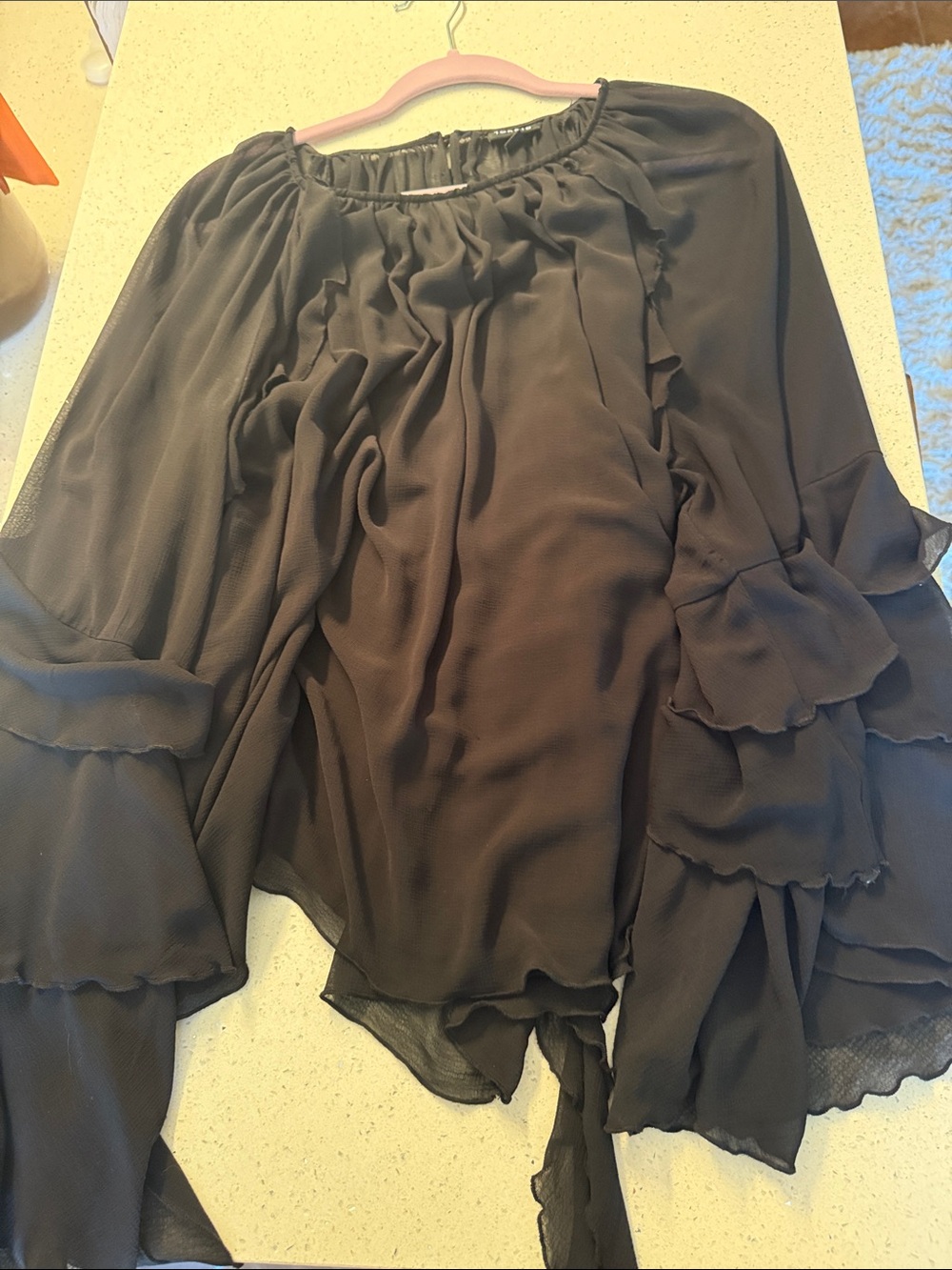 torrid Black Sheer Ruffle Sleeve Blouse